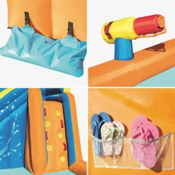 Estructura inflable con tobogán acuático