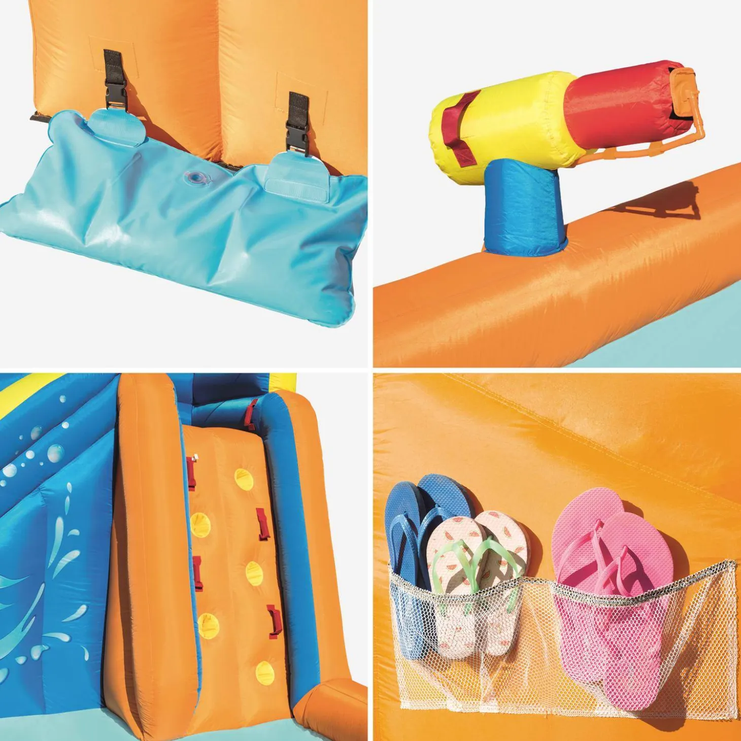 Estructura inflable con tobogán acuático