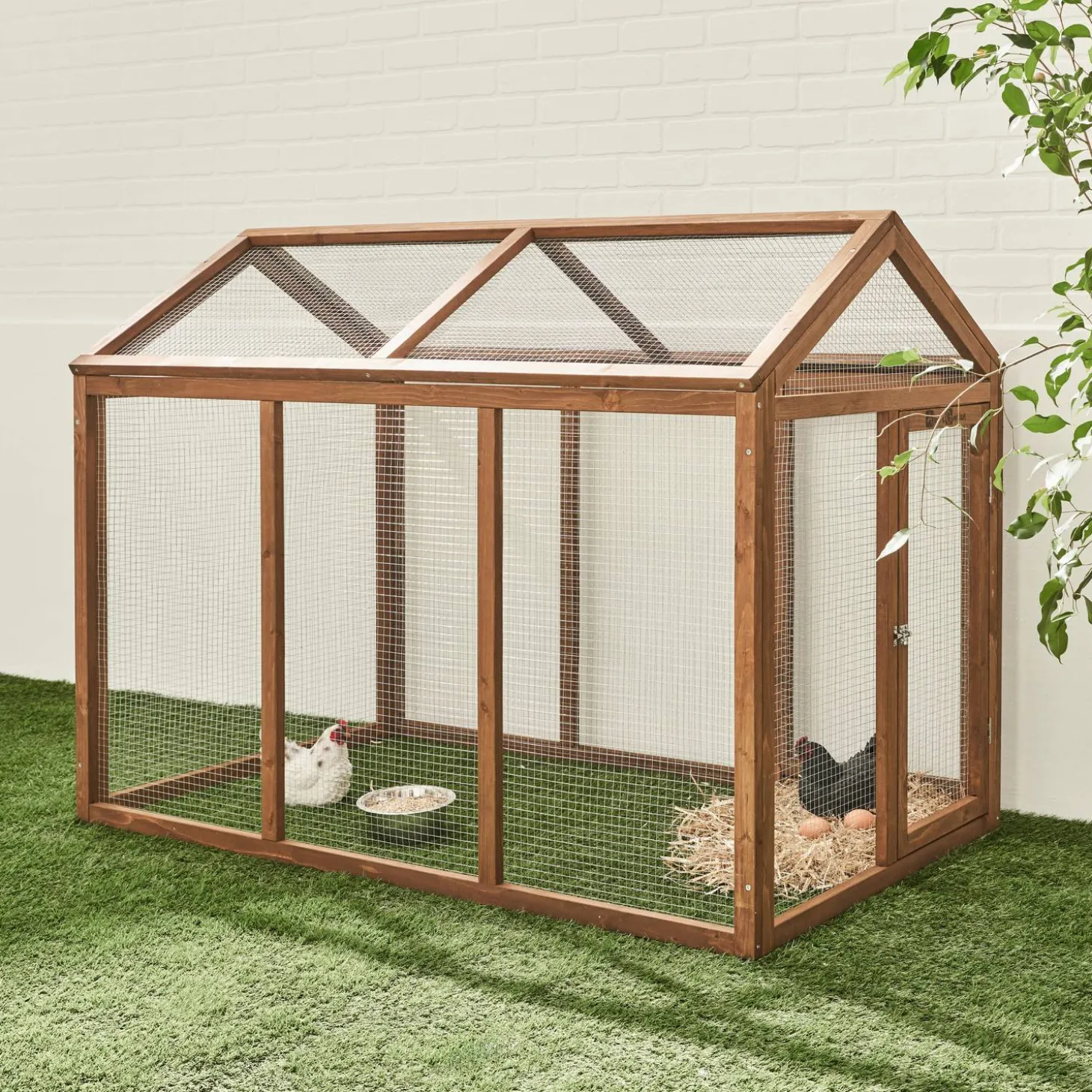 Gallinero de madera con ampliación para 6 gallinas