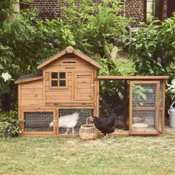 Gallinero de madera con corral para 4 gallinas