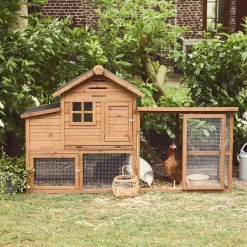 Gallinero de madera con corral para 4 gallinas