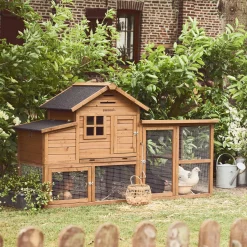 Gallinero de madera con corral para 4 gallinas