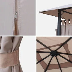 Gazebo de jardín con cortinas 3x3m