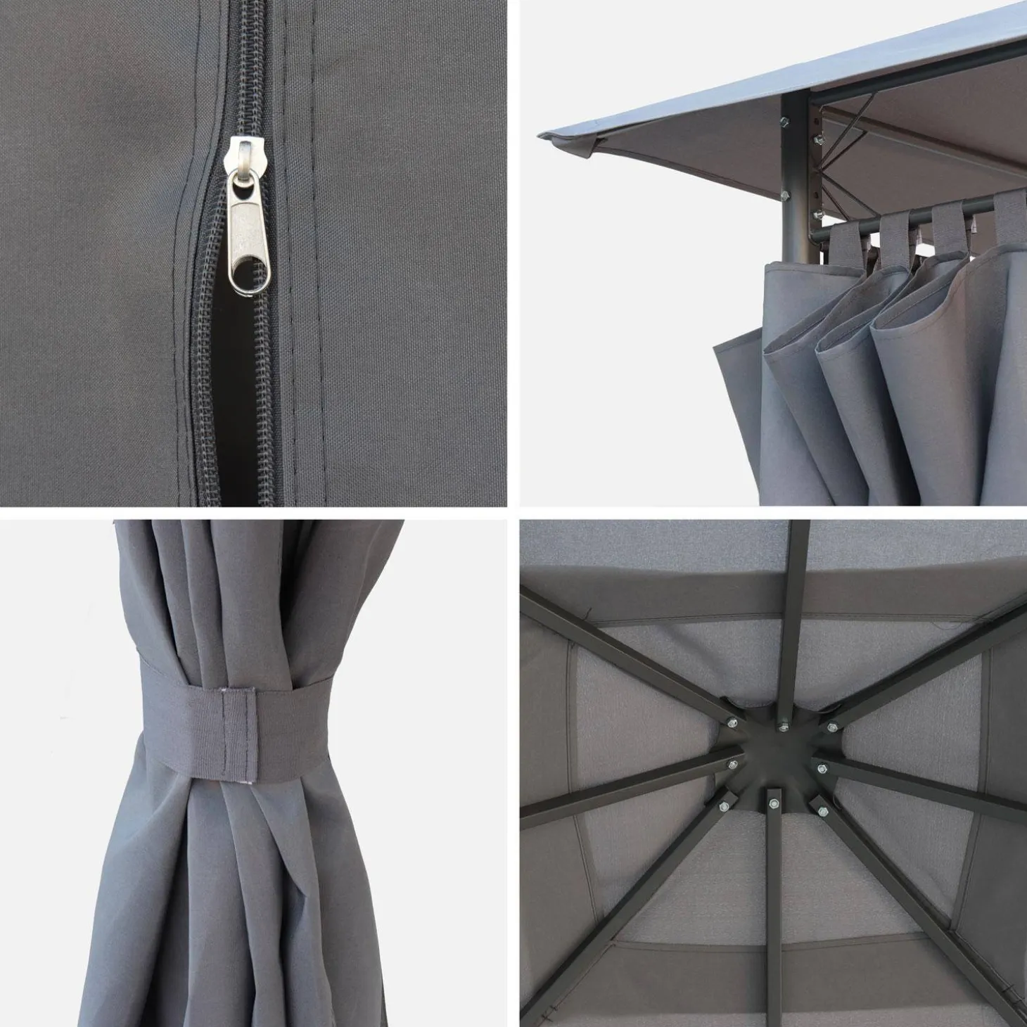 Gazebo de jardín con cortinas 3x3m