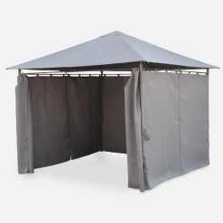 Gazebo de jardín con cortinas 3x3m