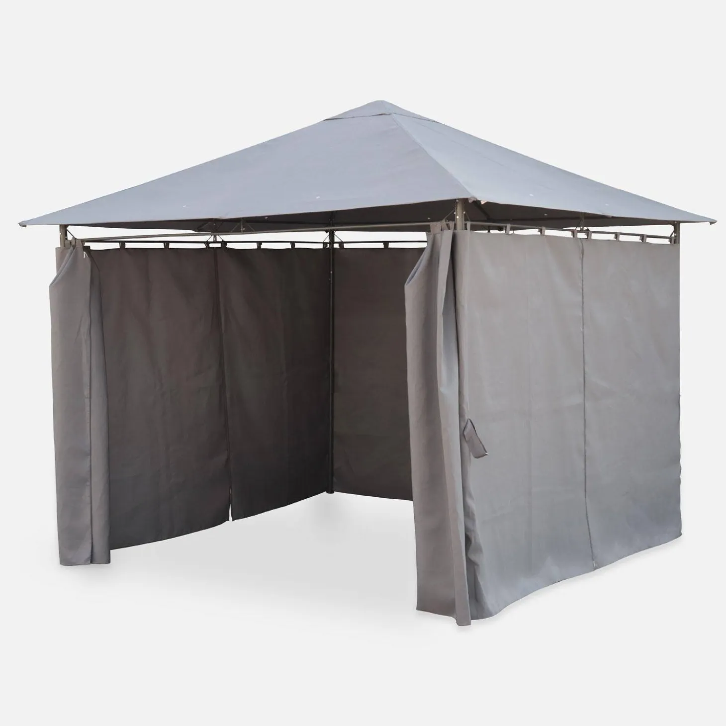 Gazebo de jardín con cortinas 3x3m