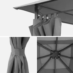 Gazebo de jardín 3x4m con cortinas