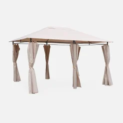 Gazebo de jardín 3x4m con cortinas