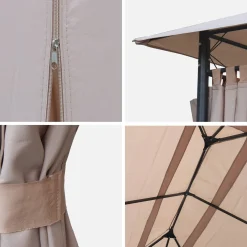 Gazebo de jardín 3x4m con cortinas