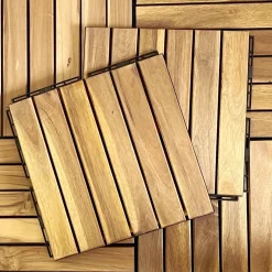 Juego de baldosas de madera para terraza de 30 x 30 cm, diseño lineal