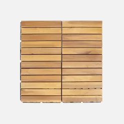 Juego de baldosas de madera para terraza de 30 x 30 cm, diseño lineal
