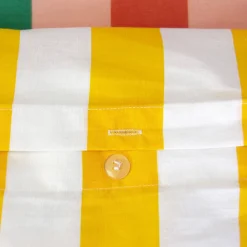 Juego de cama de algodón con estampado de rayas multicolor, 2 plazas