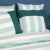 Juego de cama de algodón con estampado de rayas, 2 plazas, blanco y verde