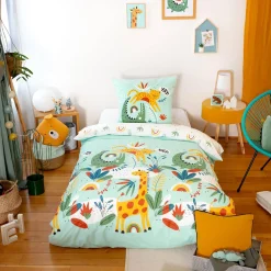 Juego de cama de algodón reversible estampado sabana/arcoíris, 140cm
