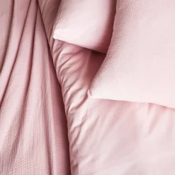 Juego de funda nórdica de gasa de algodón, rosa