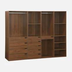 Kit de vestidor modular decorado en madera, 4 elementos