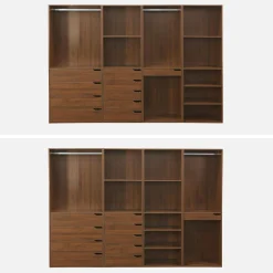 Kit de vestidor modular decorado en madera, 4 elementos