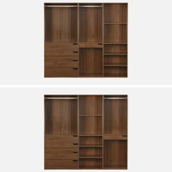 Kit de vestidor modular decorado en madera 3 elementos