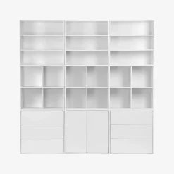 Kit estantería o biblioteca modular decorativa madera con 9 elementos