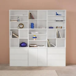 Kit estantería o biblioteca modular decorativa madera con 9 elementos