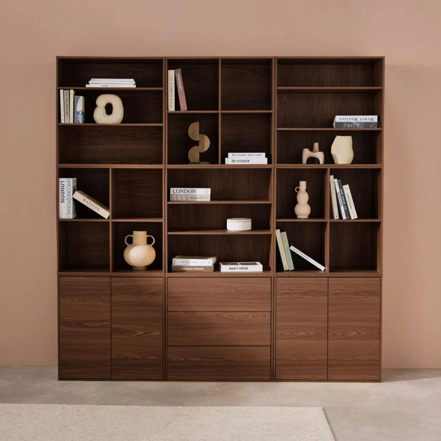 Kit estantería o biblioteca modular con 9 secciones