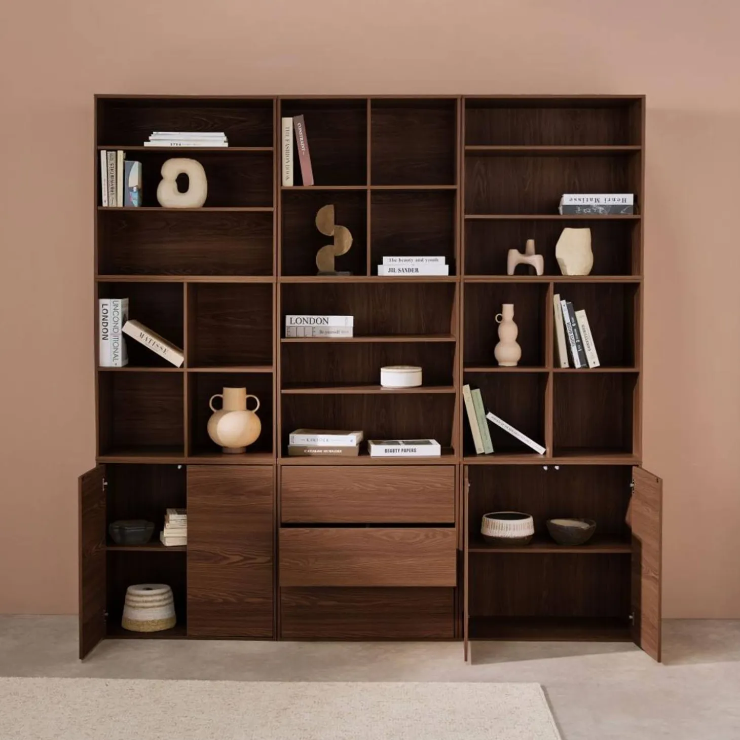 Kit estantería o biblioteca modular con 9 secciones