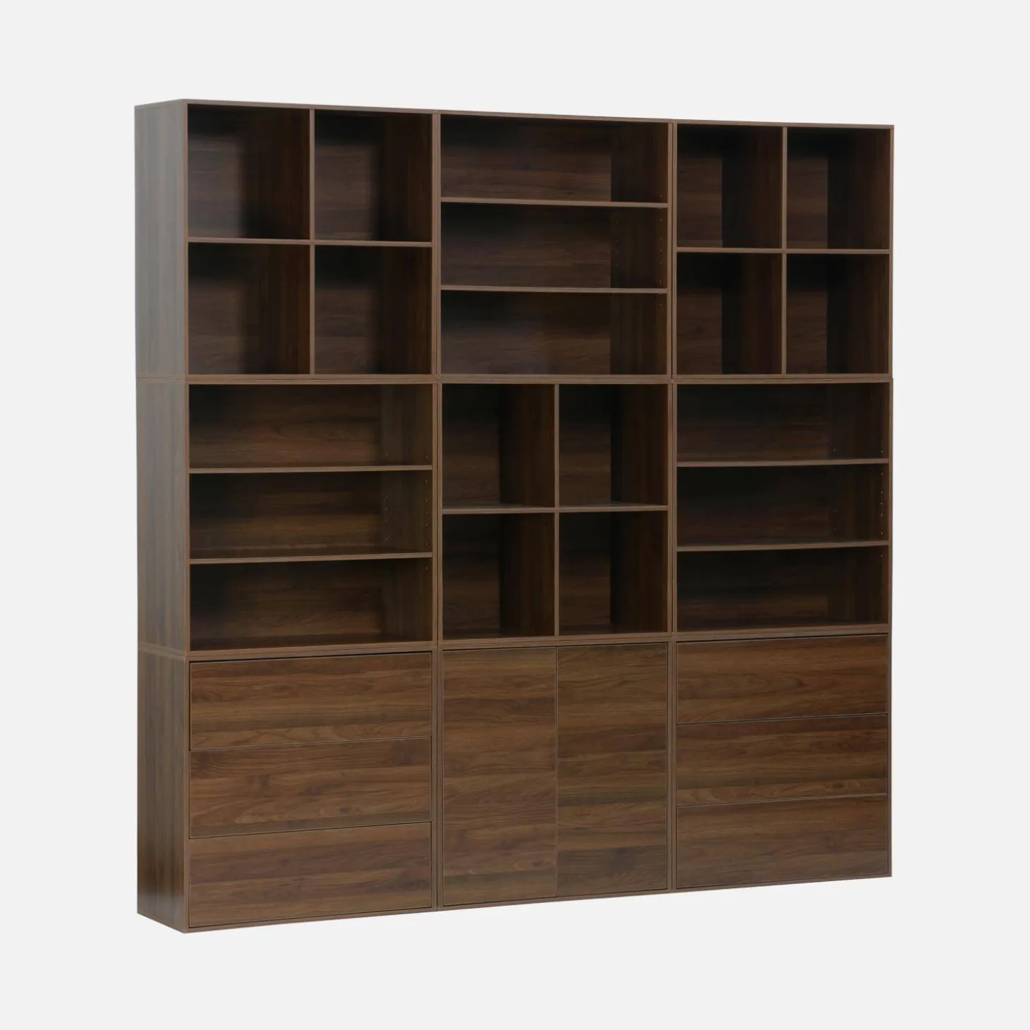 Kit estantería o biblioteca modular decorativa madera con 9 elementos