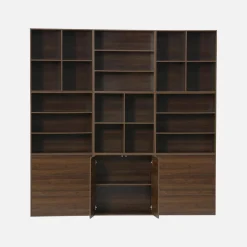 Kit estantería o biblioteca modular decorativa madera con 9 elementos