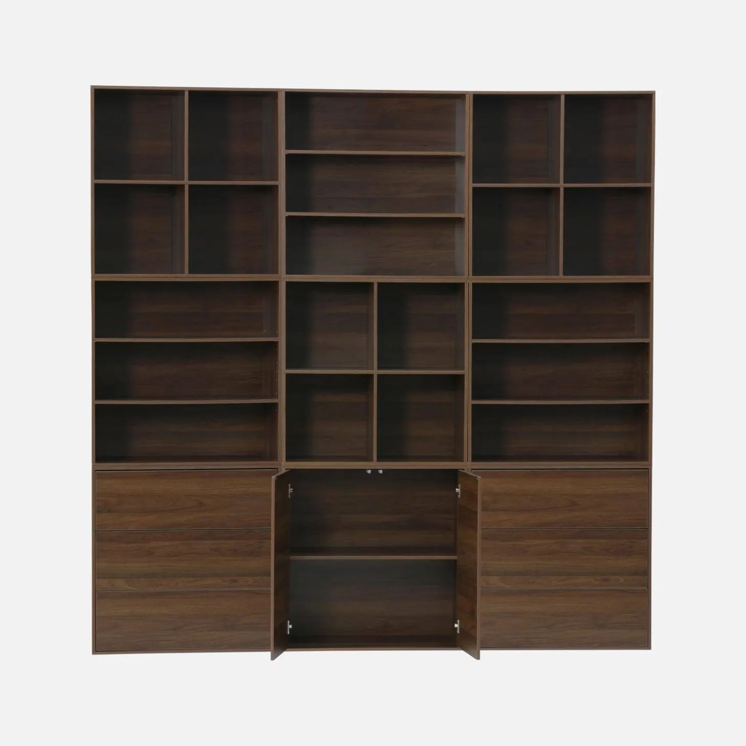 Kit estantería o biblioteca modular decorativa madera con 9 elementos