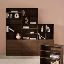 Kit estantería o biblioteca modular decorativa madera con 9 elementos
