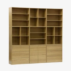 Kit estantería o biblioteca modular decorativa madera con 9 elementos