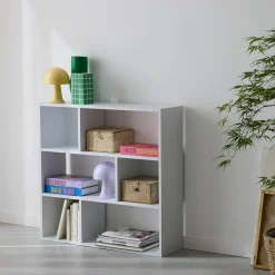 Librería de 3 estantes con 6 compartimentos