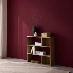 Librería de 3 estantes con 6 compartimentos