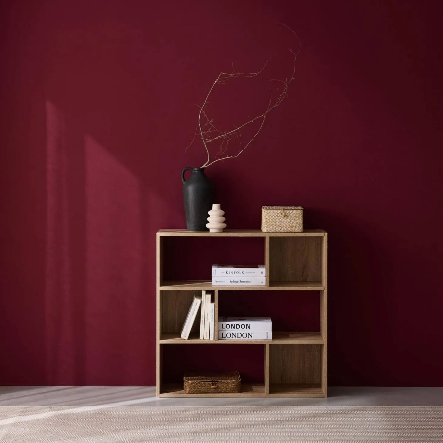 Librería de 3 estantes con 6 compartimentos
