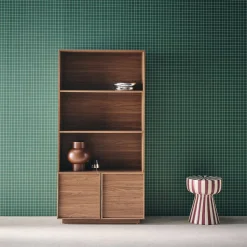 Librería efecto madera con 2 puertas y 5 niveles