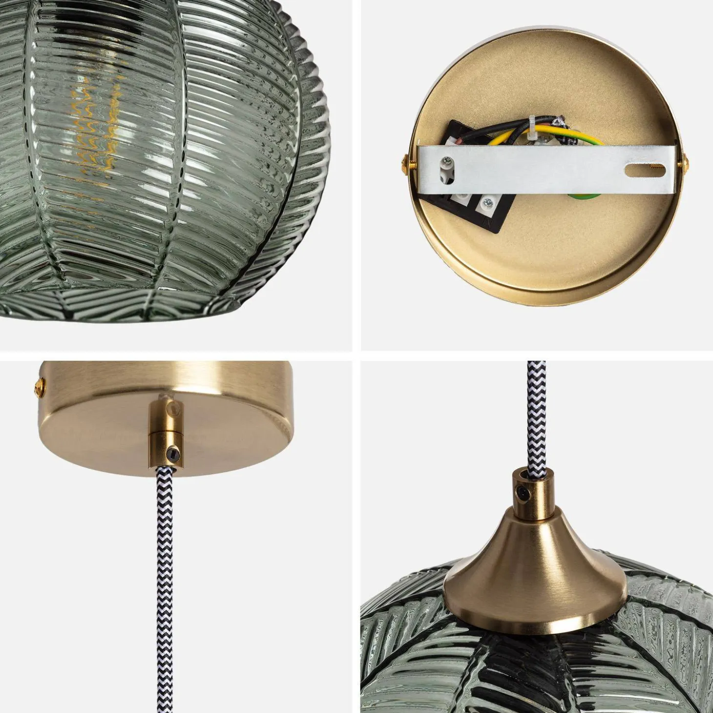 Lámpara colgante de techo con metal y vidrio, 20cm
