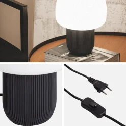 Lámpara de mesa interior resina y PVC, Ø18cm