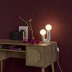 Lámpara de mesa orgánica de cerámica y vidrio