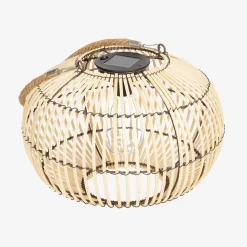 Lámpara exterior solar LED de ratán, 31,5cm
