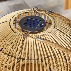 Lámpara exterior solar LED de ratán, 31,5cm