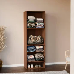 Módulo de vestidor con decoración de madera y 5 estantes