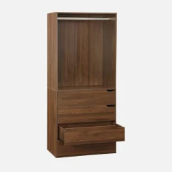 Módulo de vestidor decorado en madera con 4 cajones y 1 barra para colgar