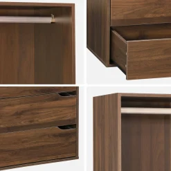 Módulo de vestidor decorado en madera con 4 cajones y 1 barra para colgar