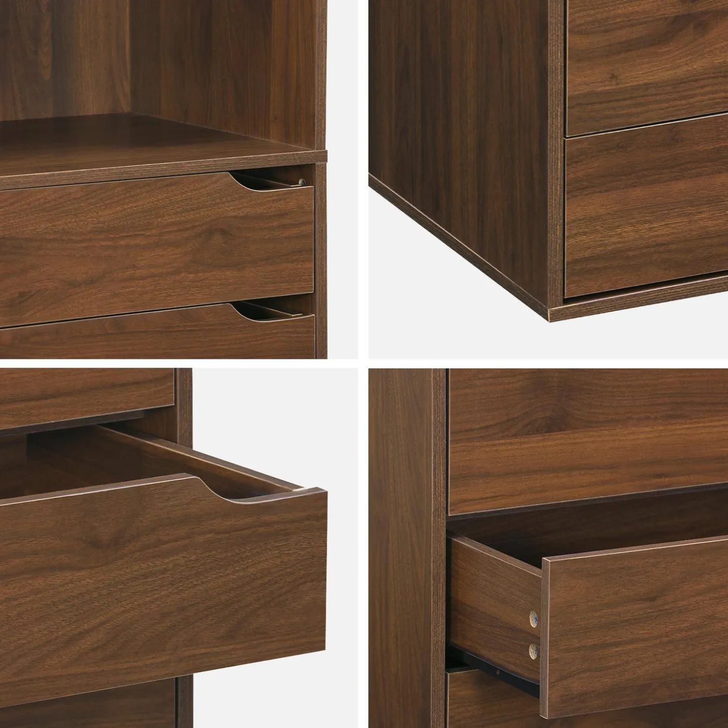 Módulo de vestidor decorativo de madera con 5 cajones y 2 estantes