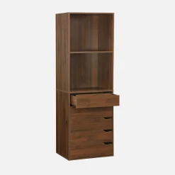 Módulo de vestidor decorativo de madera con 5 cajones y 2 estantes