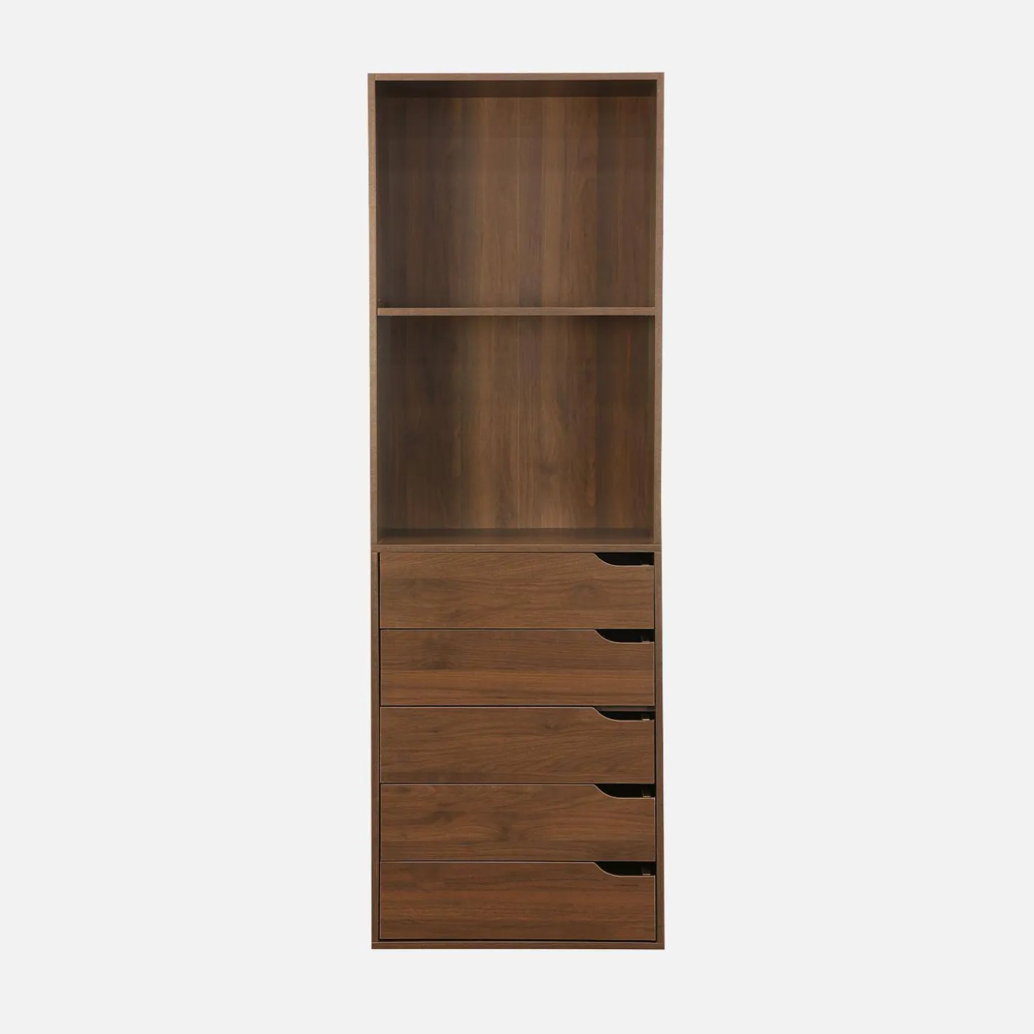 Módulo de vestidor decorativo de madera con 5 cajones y 2 estantes
