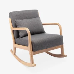 Mecedora estilo escandinavo de madera y tela