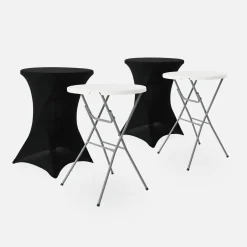 Mesa alta plegable con funda protectora para eventos, set de 2