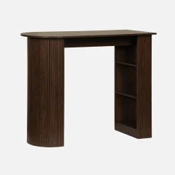 Mesa alta de cocina de madera con espacio de almacenamiento