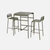 Mesa alta de jardín acero + 2 sillas